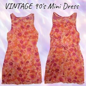 VINTAGE y2k Tie Waist Floral Mini Dress
